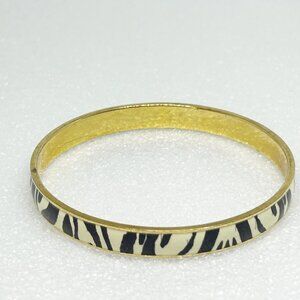 J.Crew Zebra Print Bangle Bracelet Gold-Tone Enamel